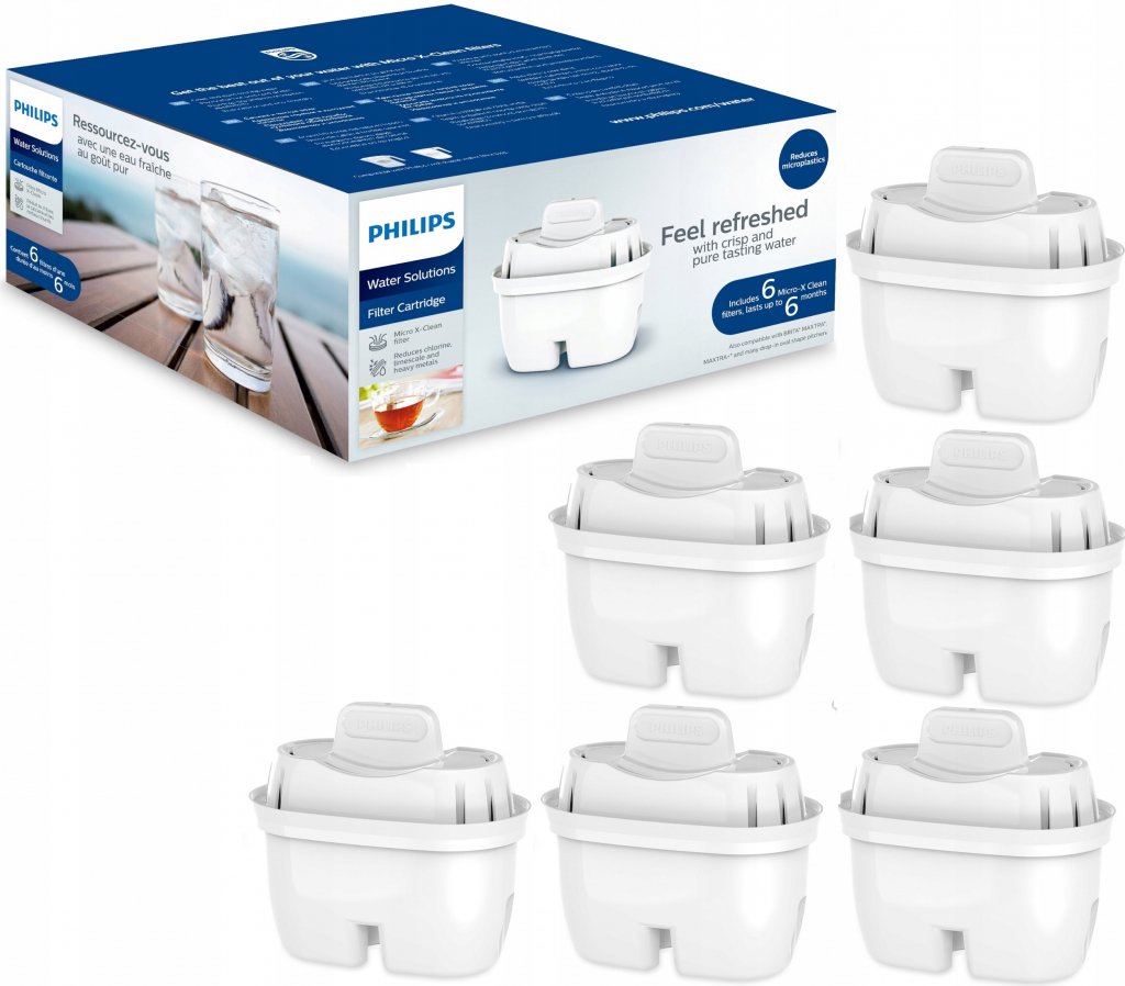 Philips Micro X-Clean Filtre 6 Pack pour Carafe Philips Mayflower AWP212/10  : : Cuisine et Maison