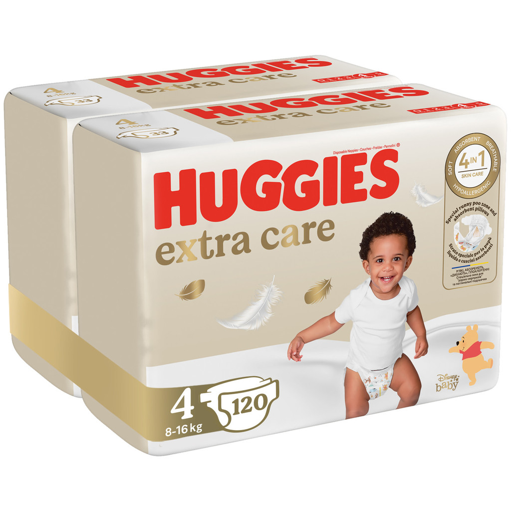 HUGGIES 2x Extra Care 4 8-14 kg 120 ks