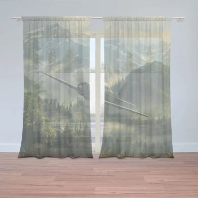 Sablio Záclony Bojové letadlo v horách: 2ks 150x250cm – Hledejceny.cz