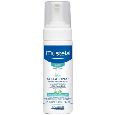 Mustela Bébé Stelatopia Foam Shampoo dětský zklidňující šampon pro děti s extrémně suchou a atopickou pokožkou 150 ml – Zboží Dáma