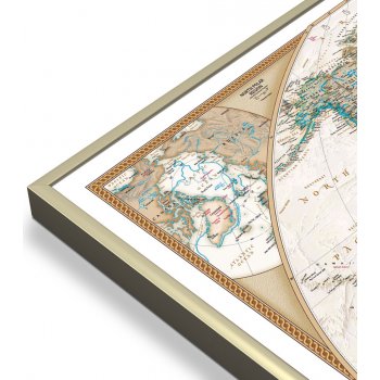 National Geographic Svět - nástěnná mapa Executive 188x122cm Varianta: mapa v hliníkovém rámu, Provedení: zlatý matný rám
