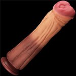 LoveToy 12″ (30 cm) Dual Layered Platinum Silicone Cock – Zboží Dáma