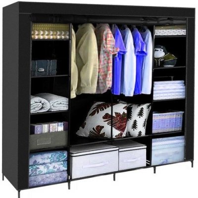 Šatní skříň dvojitá látková skládací 170x170cm Ruhhy 23740, černá – Hledejceny.cz