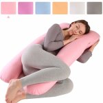 Topchances Těhotenský polštář Topchances ve tvaru U polštář pro boční spaní 100% bavlněný těhotenský polštář na podporu zad růžový 130x70 – Zboží Mobilmania