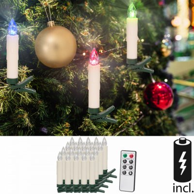 Goleto Vánoční svíčky na stromeček 20 LED včetně baterií barevné