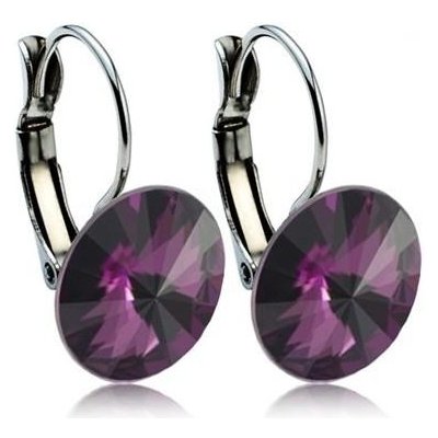 Swarovski Elements Rivoli stříbrné visací fialové kulaté 31229.3 Amethyst fialová bordó vínová