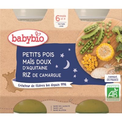 Babybio hrášek sladká kukuřice rýže 2 x 200 g