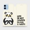 Pouzdro a kryt na mobilní telefon Apple Pouzdro Mobiwear parádní flip Apple iPhone 12 mini - M041S Panda - life is not always black and white