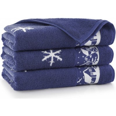 Darré Egyptská bavlna ručníky a osuška Zimní chaloupka modrá 70 x 140 cm