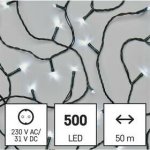 EMOS LED vánoční řetěz 50 m venkovní i vnitřní studená bílá časovač – Zboží Dáma