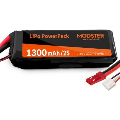 Modster LiPo Pack 2S 7.4V 1300 mAh 30C JST MODSTER PowerPack Easy Trainer 1280 MD10090