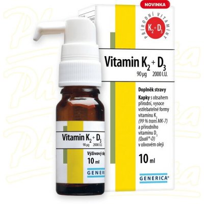 Generica Vitamin K2 90 µg + D3 2000 I.U. kapky 10 ml – Hledejceny.cz
