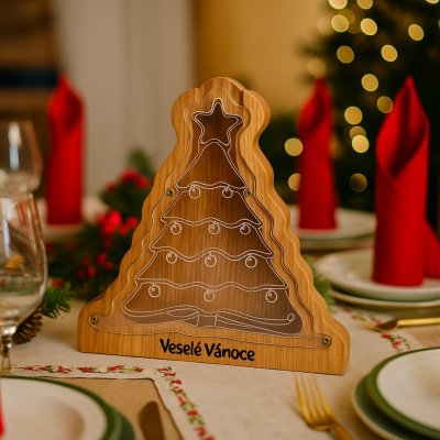 Dekorace ze dřeva-vánoční stromeček-pokladnička – Hledejceny.cz