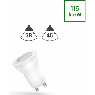 Spectrum LED LED MR11 GU10 230V 2W SMD 45DEG Teplá bílá WITH LENS