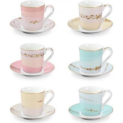 Tescoma myCOFEE Romance bílé porcelánové šálky na espresso s podšálky 6 x 90 ml