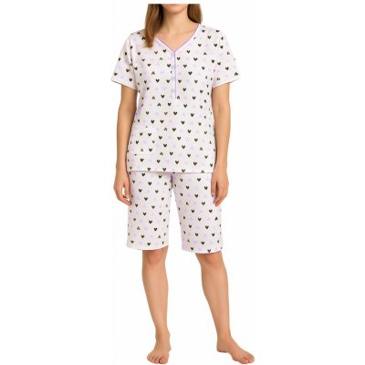 Dámské bavlněné pyžamo se srdíčky krátký rukáv Jana 2319 fialová – Hledejceny.cz