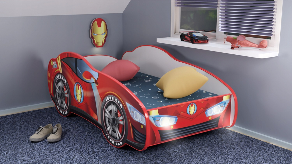 Top Beds Racing Car Hero Iron Car LED