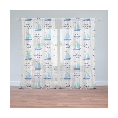 Sablio Záclony Modré lodičky: 2ks 150x250cm – Hledejceny.cz