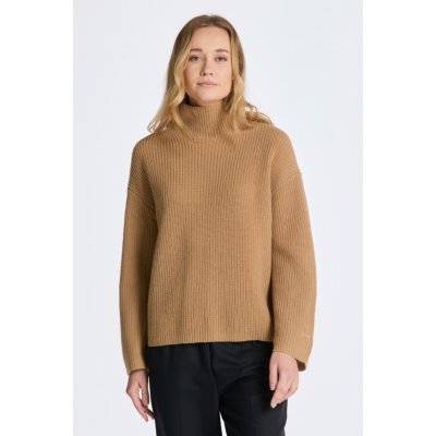 Gant svetr WOOL RIBBED STAND COLLAR hnědá – Zboží Mobilmania