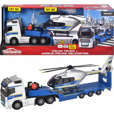 Majorette Grand Police set Volvo Truck s přívěsem a vrtulníkem – Zboží Mobilmania