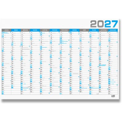 Nástěnný roční B1 964 x 670 mm modrý 2027 – Zboží Mobilmania