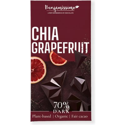 Benjamissimo Čokoláda tmavá 70% s chia a grapem Bio 70 g – Zboží Dáma