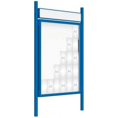 PROCITY Venkovní vitrína model 2000 30x A4, modrá, včetně sloupků a záhlaví | Zboží Auto