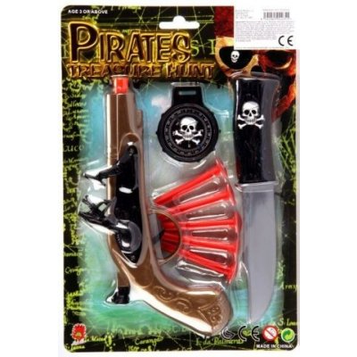 Pirátský set s pistoli na přísavky+nůž sada