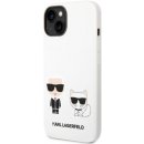 Pouzdro Karl Lagerfeld and Choupette Liquid Silicone Apple iPhone 14 Plus, bílé
