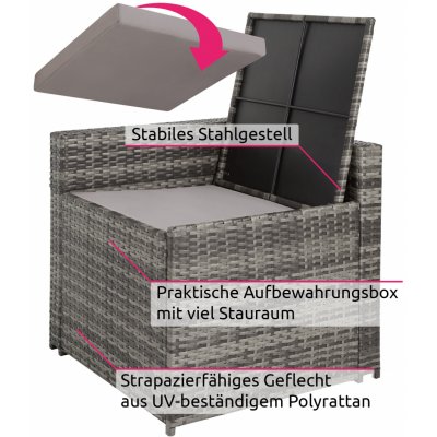 tectake 404234 ratanová sestava verona - šedá – Hledejceny.cz