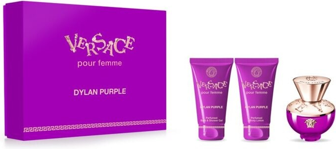 Versace Dylan Purple pour Femme Dárková sada dámská parfémovaná voda 50 ml, tělové mléko 50 ml a sprchový gel 50 ml