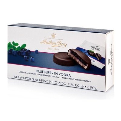 Anthon Berg Hořká čokoláda s marcipánem a náplní borůvky s vodkou 220 g – Zboží Mobilmania