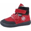 Dětské kotníkové boty Jonap zimní kožené barefoot boty s membránou Merino Jerry červená vločka