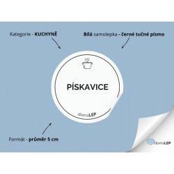 DomaLEP PÍSKAVICE omyvatelná samolepka na kořenky 5 cm 5 x 5 cm 6 x 8 cm KOLEČKO ČERNÉ písmo 5 cm tučné písmo