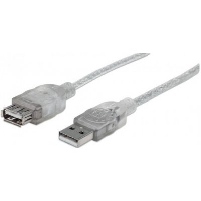 Manhattan 336314 USB 2.0, A-A M/F 1,8m, stříbrný – Zboží Mobilmania