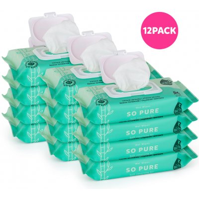 PETITE&MARS Ubrousky vlhčené SO PURE bambusové bioodbouratelné 12 x 56 ks – Sleviste.cz