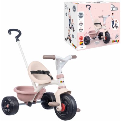 Smoby Be Fun Comfort Tricycle Pink s dvojitou vodicí tyčí a taškou – Zboží Mobilmania