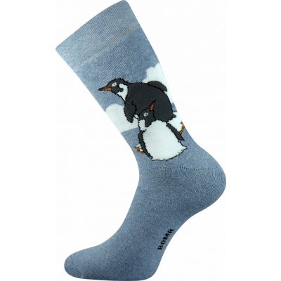 Froté ponožky Tučňák / světle šedá – Zboží Mobilmania