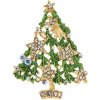 Brož Biju Vánoční brož se zirkony stromeček s hvězdami zlatá9001745