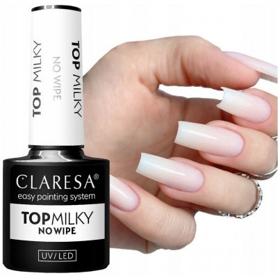 Claresa UV/LED Top Milky No Wipe gelový vrchní lak na nehty 5 g – Sleviste.cz