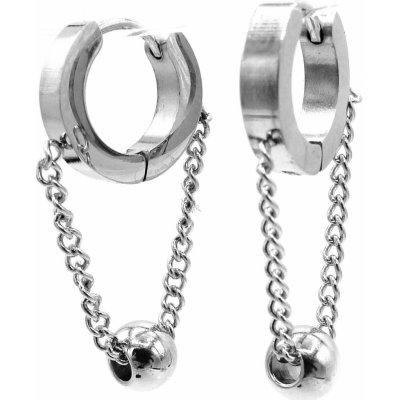 Steel Jewelry náušnice KULIČKA NA ŘETÍZKU Chirurgická ocel NS231220