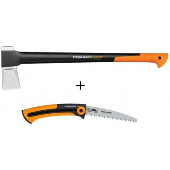 Fiskars 1025437 Sada štípací sekera X25 + pilka Xsharp SW73