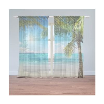 Sablio Záclony Pláž s palmami: 2ks 150x250cm – Hledejceny.cz