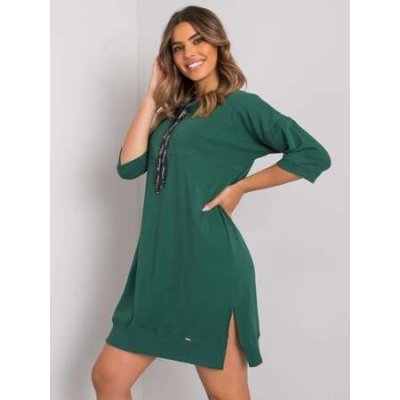 Fashionhunters Tmavě zelené ležérní šaty Earnestine