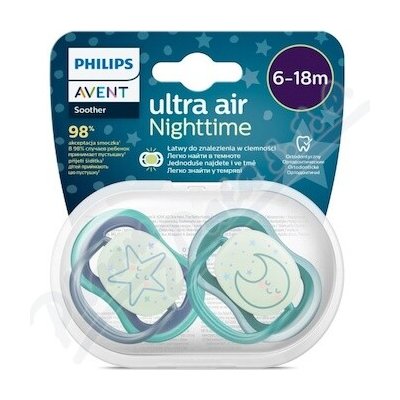 Philips Avent šidítko Ultra air noční chlapec obrázek 2 ks zelená – Zboží Dáma