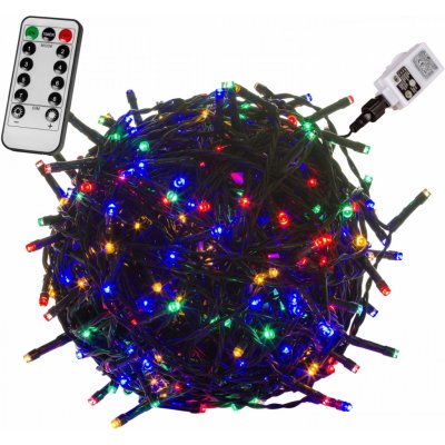 Goleto Vánoční LED osvětlení 20 m barevné 200 LED zelený kabel