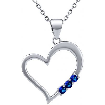 SILVEGO Stříbrný náhrdelník s přívěskem srdíčka s modrými Swarovski zirconia SILVEGO11580NB – Zboží Mobilmania