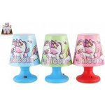 Teddies Mini lampička s jednorožcem na stůl plast 8x11cm na baterie 3 barvy 12ks v boxu