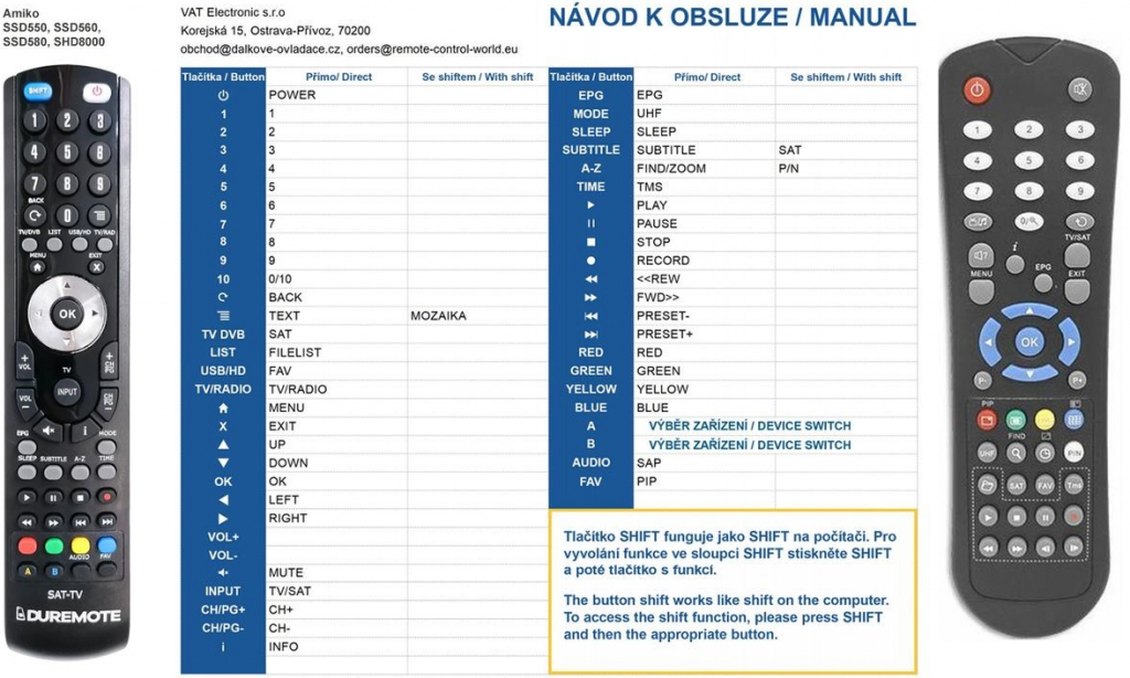 Dálkový ovladač General Amiko SSD550, SSD560, SSD540, SSD549, SSD580, SHD8000