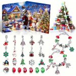 Abatoni Vánoční Adventní kalendář se 2 náramky a 22 přívěsky - barva stříbrná, červená a zelená (sada pro výrobu náramků) – Zboží Dáma
